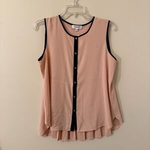 Calvin Klein Blush Pink Black Sleeveless Blouse Medium NWT